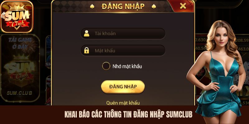 Khai báo các thông tin đăng nhập Sumclub